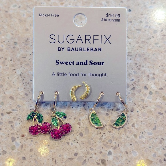 Sugarfix by Bauble Bar Earrings set of 3 on one card all pierced and brand new. - Picture 1 of 11